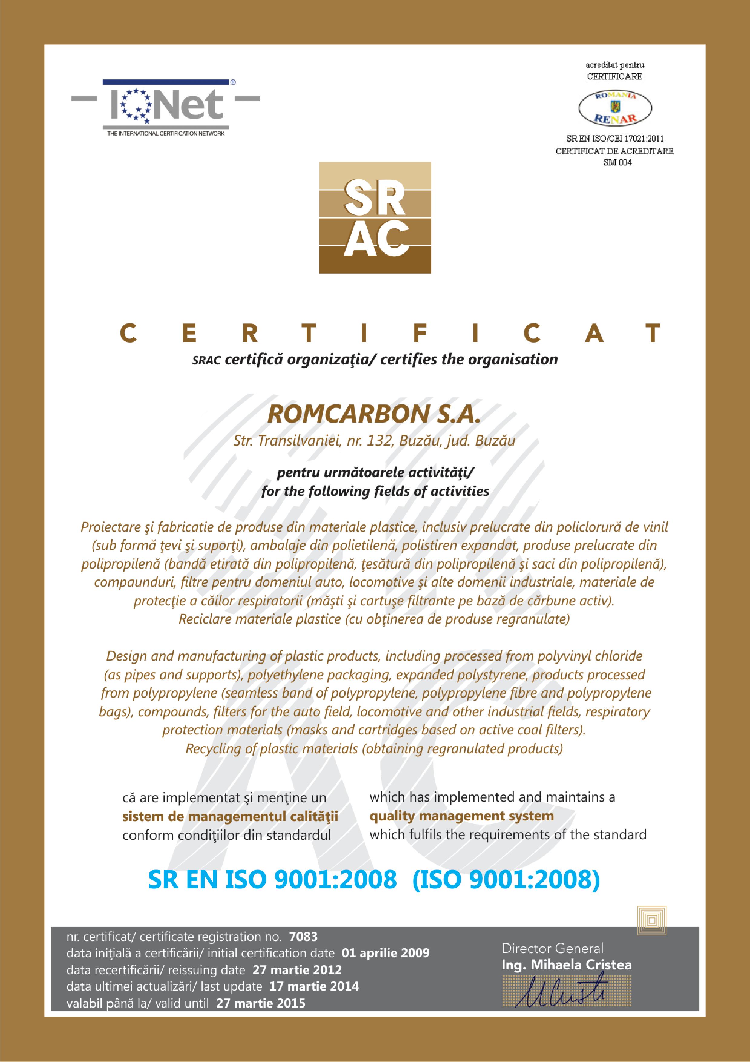 Certificat cf. 9001